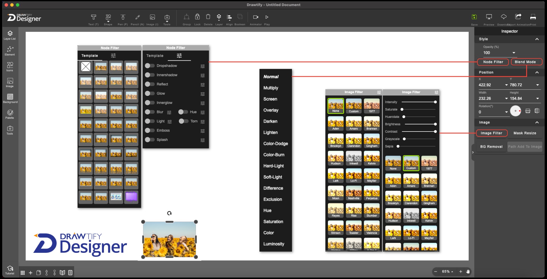 Drawtify Designer's Image inspector