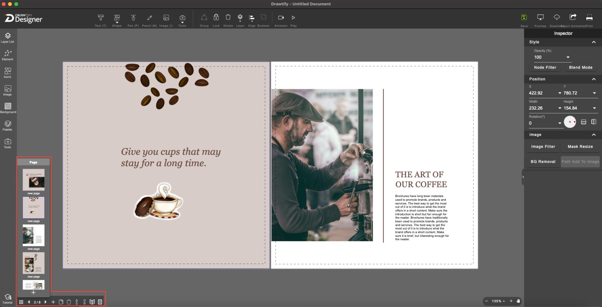 Drawtify Designer's Multi-page document editor 