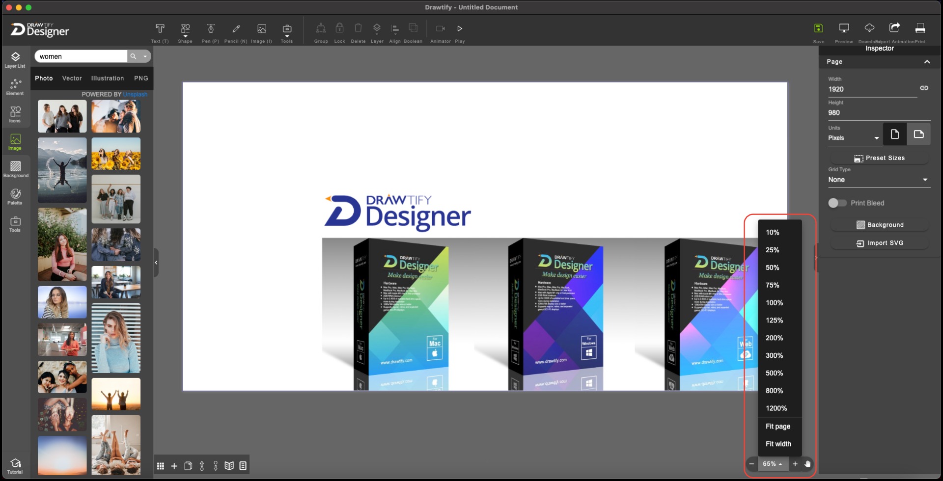 Drawtify Designer's Canvas & Canvas zoom controller